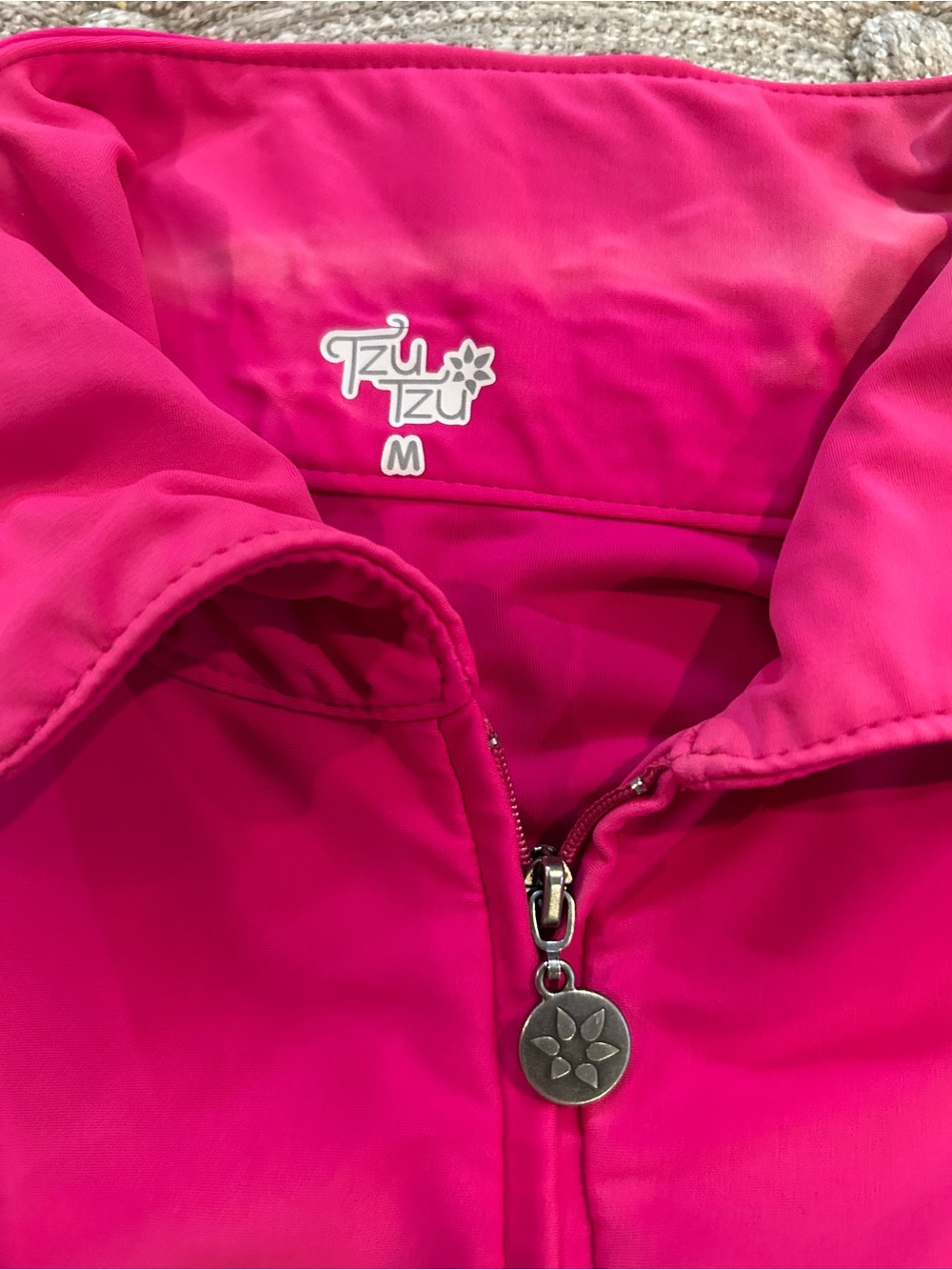 Tzu Tzu Hot Pink Tank Top with Flower Zip Pull